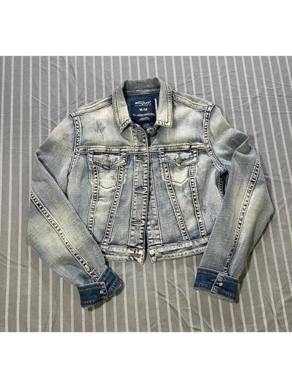 SILVER JEANS CO Faded Denim Jacket - Women's Size Medium